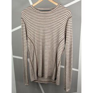 Meriwool Womens XL Base Layer Merino Wool Midweight Striped Long Sleeve 250g